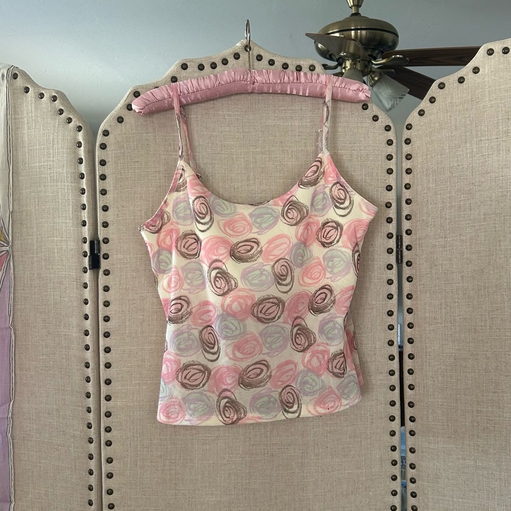 Abstact Swirl Micro Mesh Tank Top Pink